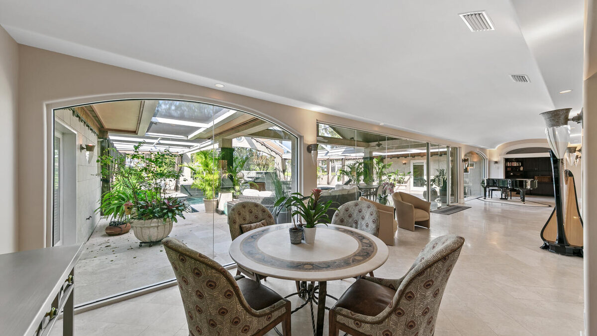 Breakfast area overlooking the pool pavilion