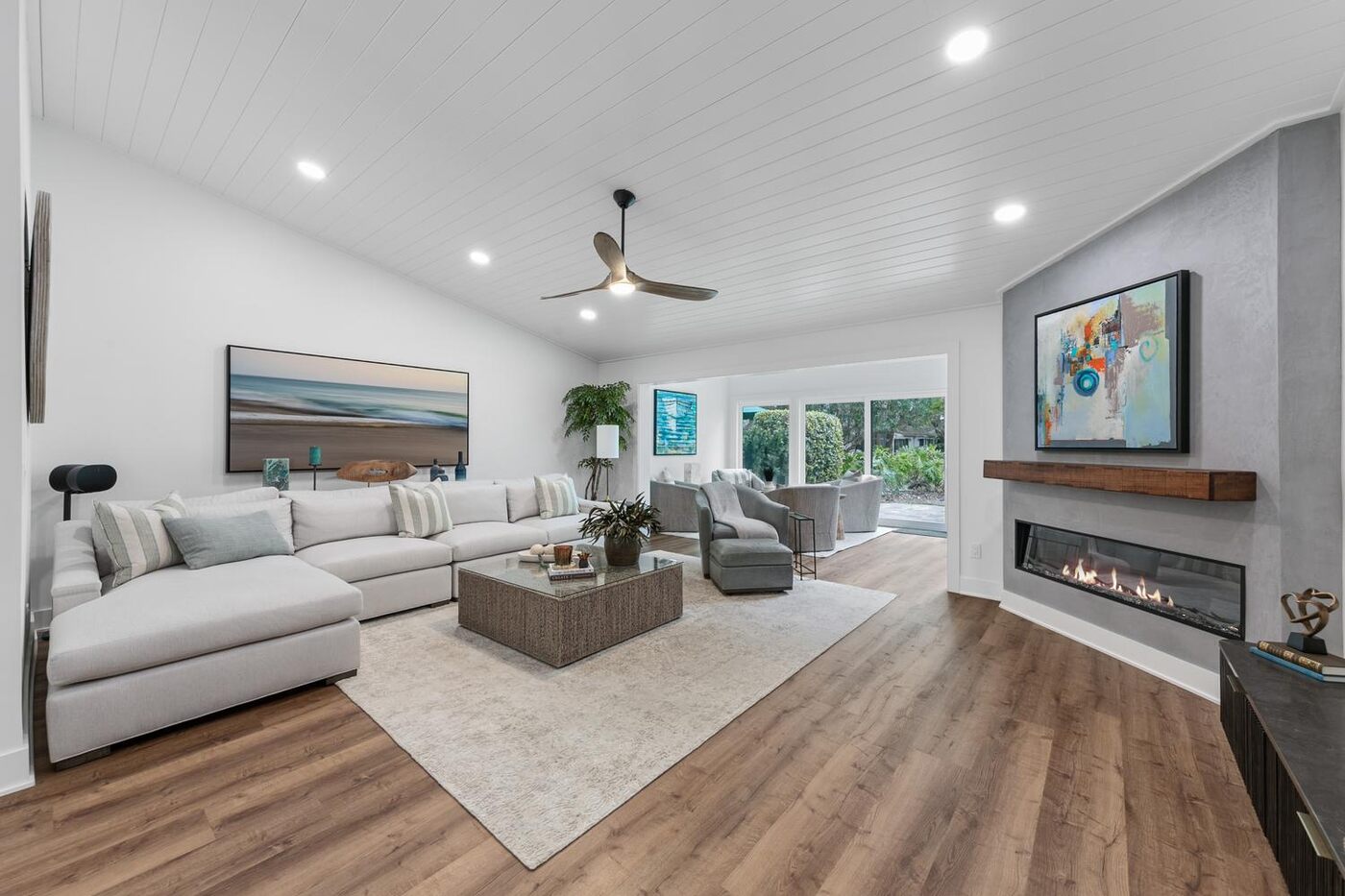10604 Quail Ridge Drive — the living room fireplace