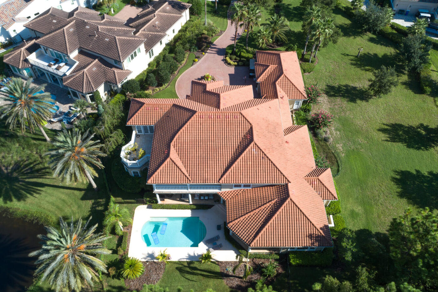 752 Promenade Pointe Drive — from the air — the house and the pool