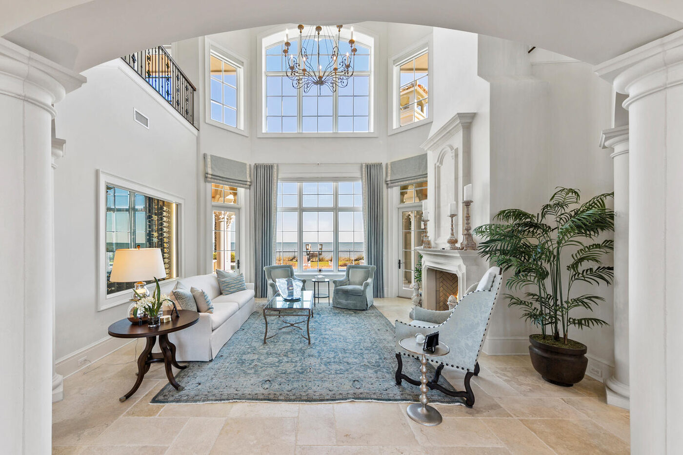 801 Ponte Vedra Boulevard &mdash; the two-storey living room under its chandelier