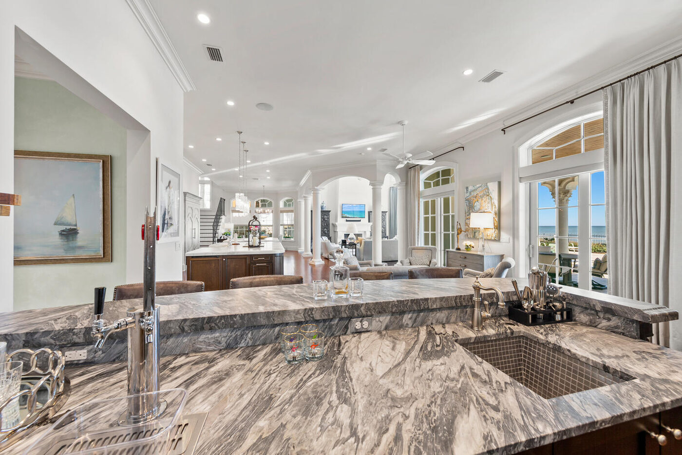 801 Ponte Vedra Boulevard &mdash; the kitchen, marble island and range