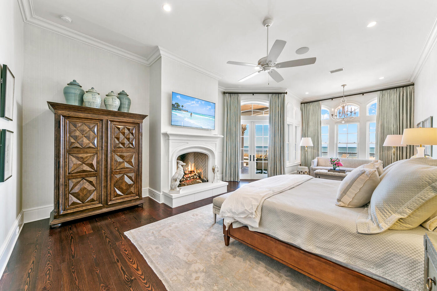 801 Ponte Vedra Boulevard &mdash; the primary bedroom and its fireplace