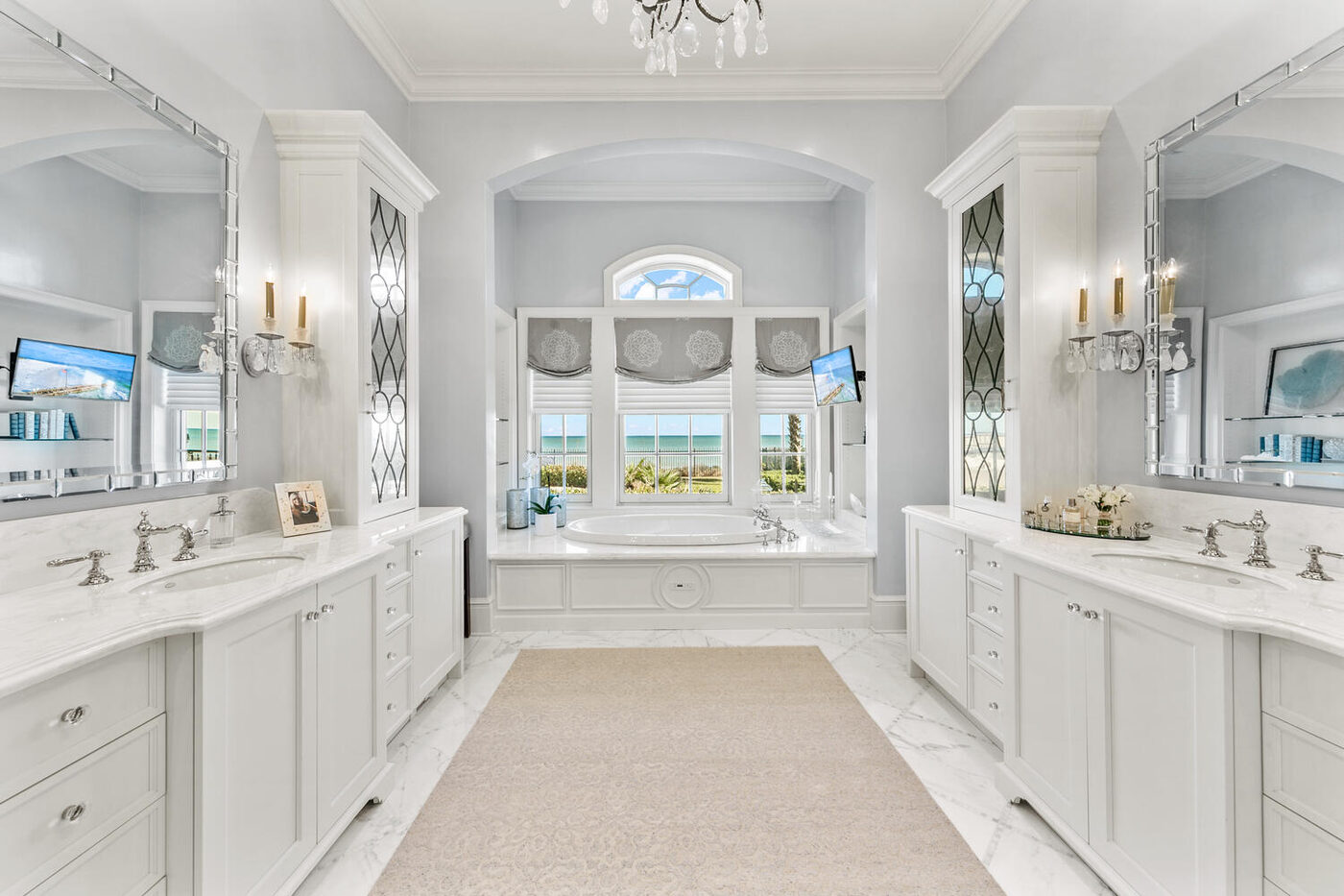 801 Ponte Vedra Boulevard &mdash; the primary bath, dual vanities in marble
