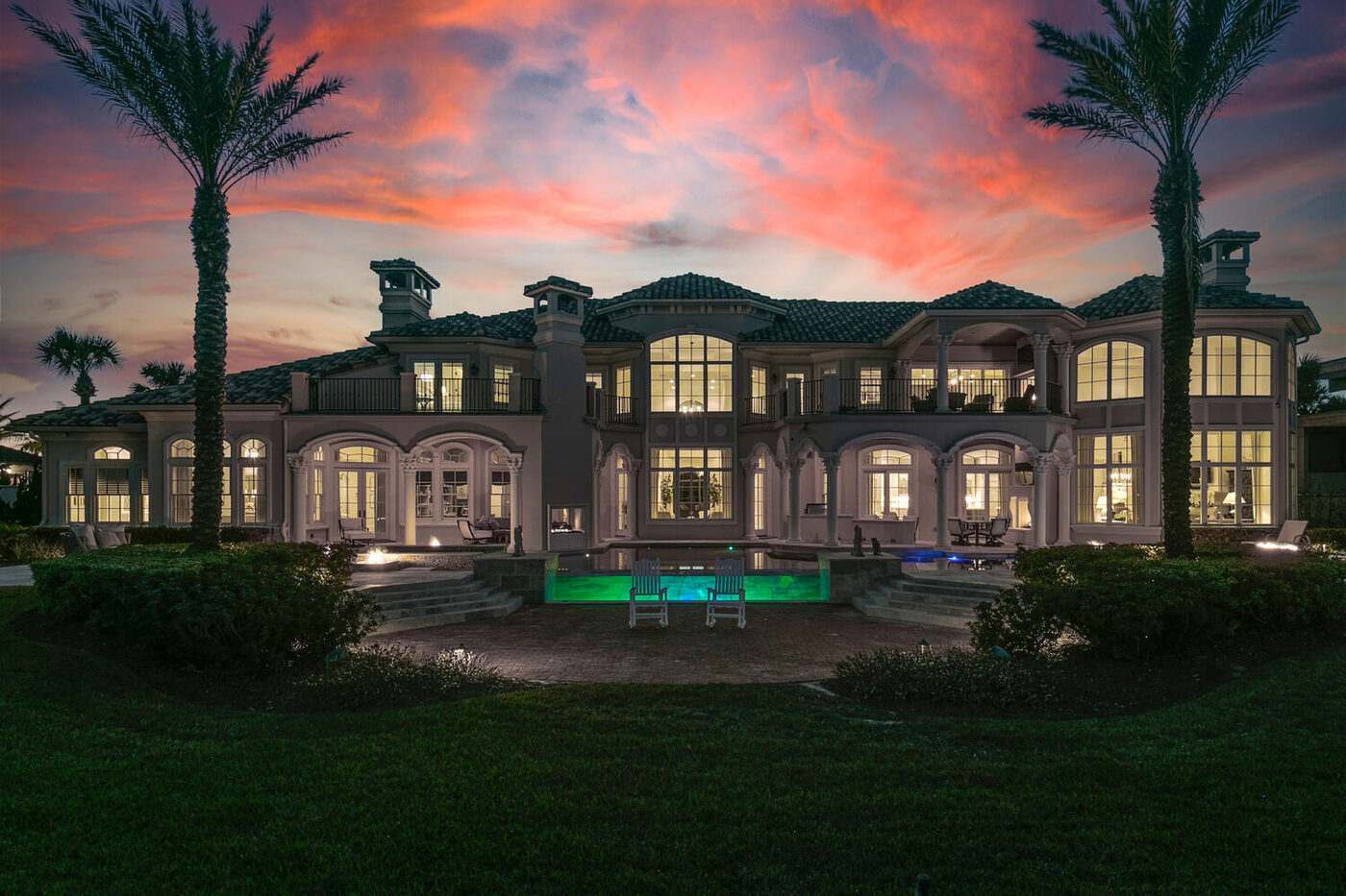 801 Ponte Vedra Boulevard &mdash; the front elevation at dusk