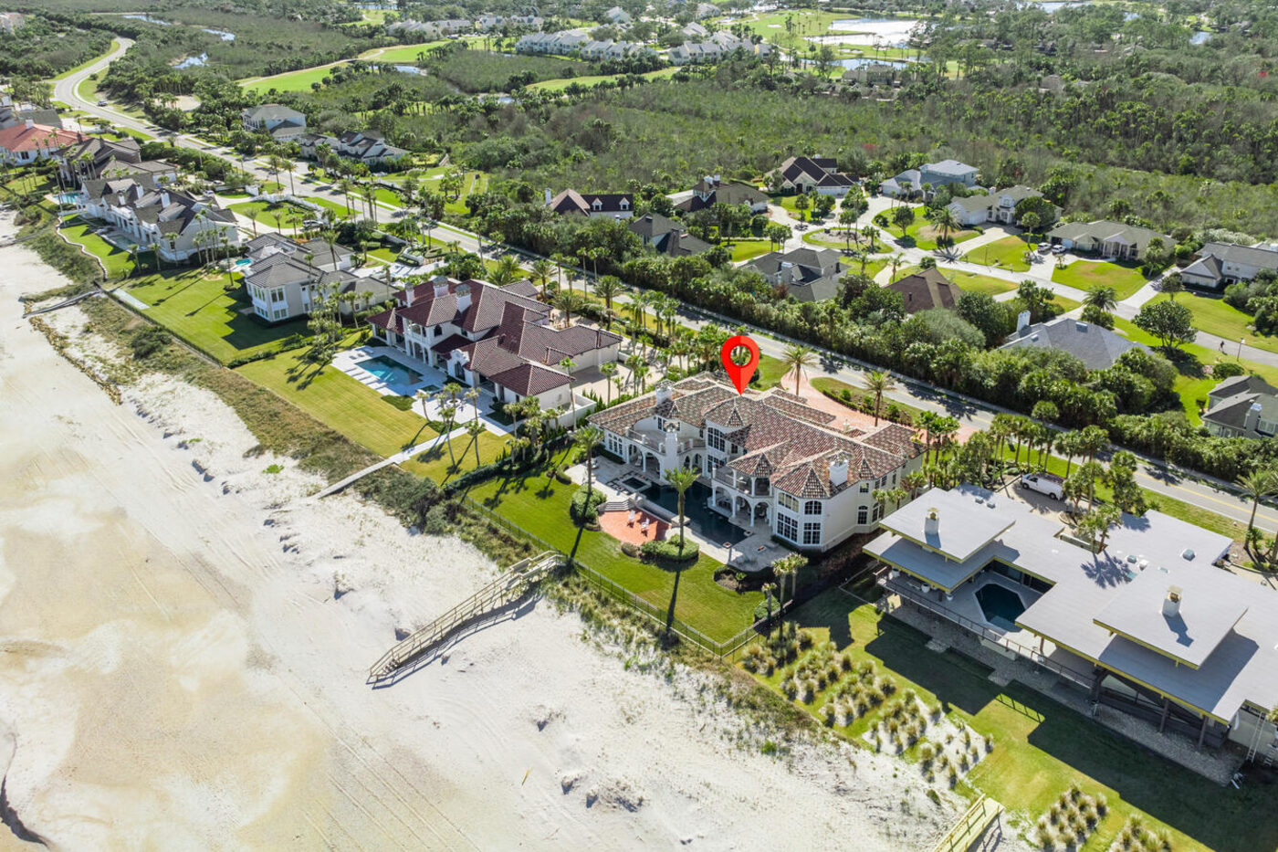 801 Ponte Vedra Boulevard &mdash; from the air &mdash; the oceanfront position