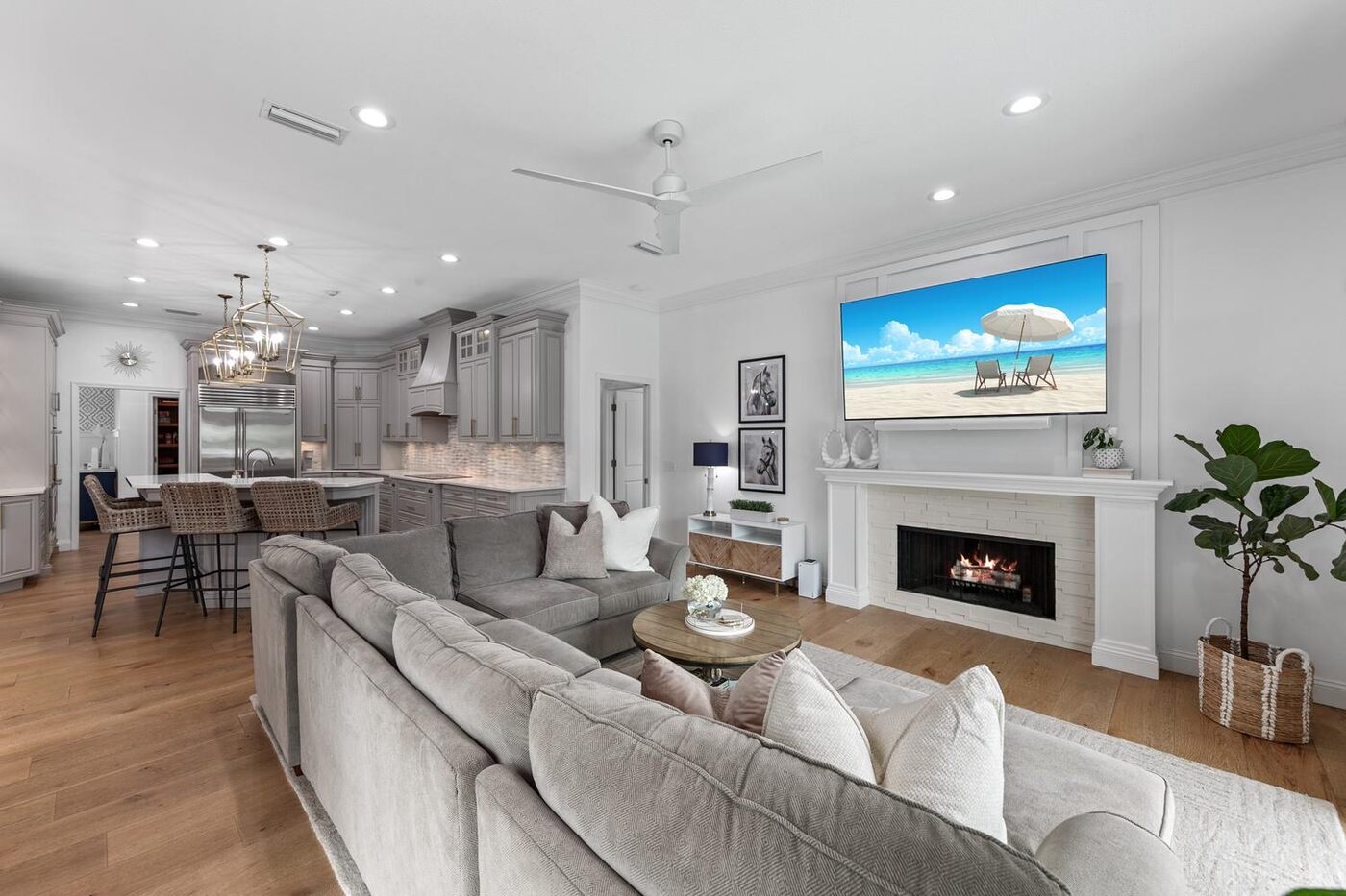 8160 Merganser Drive &mdash; the living room fireplace